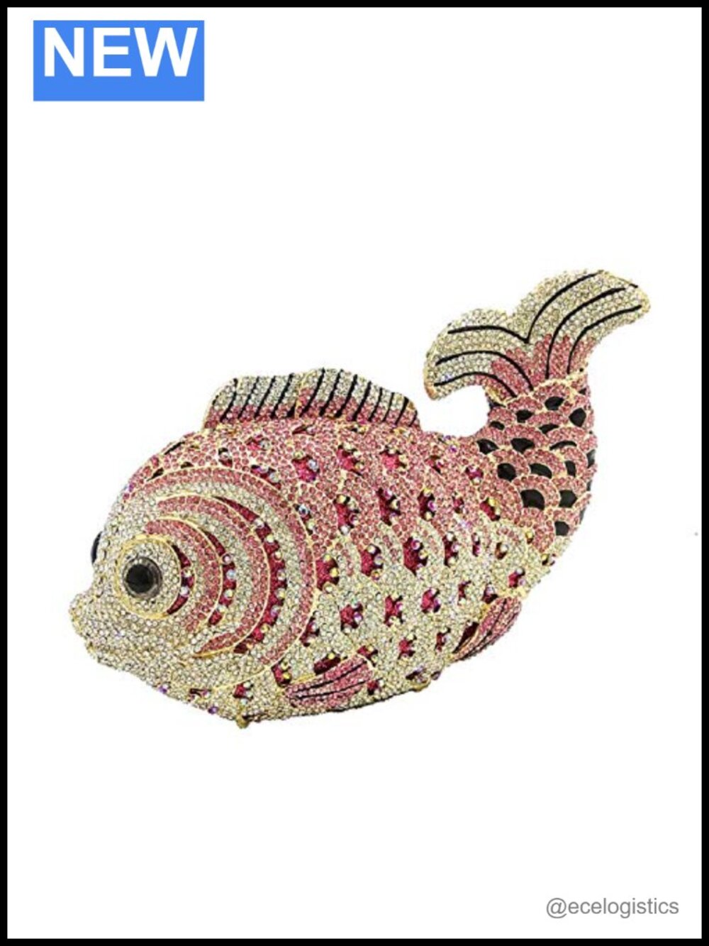Crystal Fish Clutch Evening Bag Rhinestone Minaudiere Prom Wedding Purse with